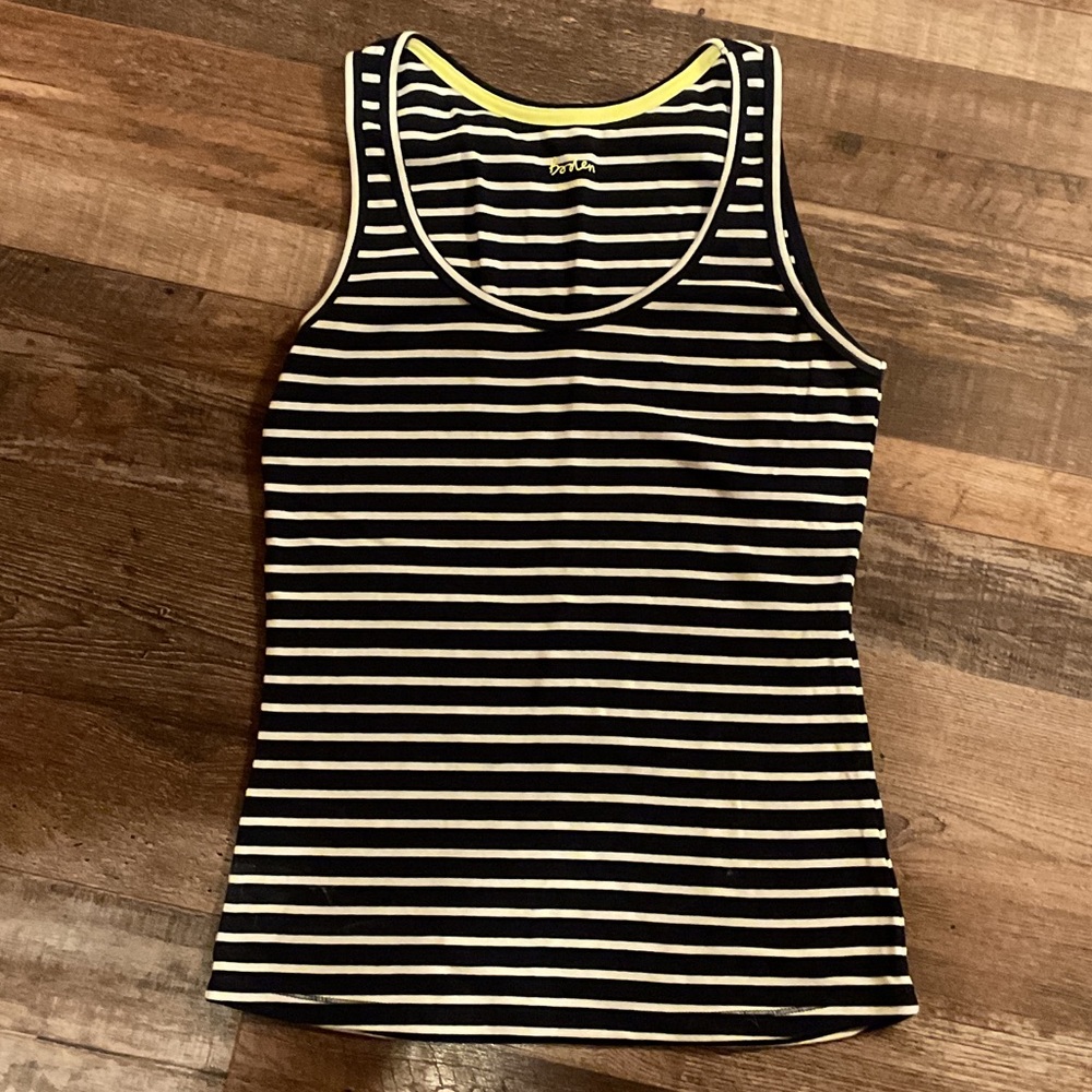 Boden Navy & White Striped Tank